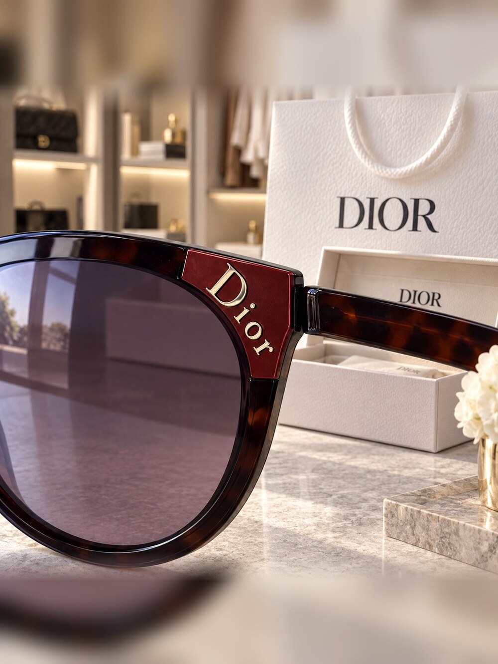 Dior Tortoiseshell Cat Eye Sunglasses - Picture 4 of 6